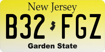 NJ license plate B32FGZ