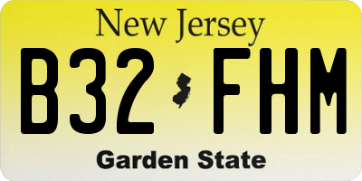 NJ license plate B32FHM