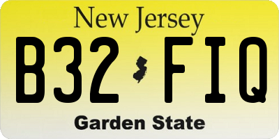 NJ license plate B32FIQ