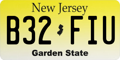 NJ license plate B32FIU