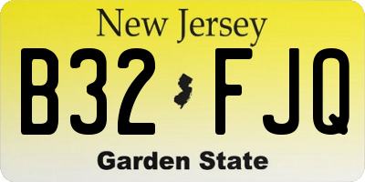 NJ license plate B32FJQ