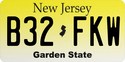 NJ license plate B32FKW