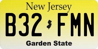 NJ license plate B32FMN