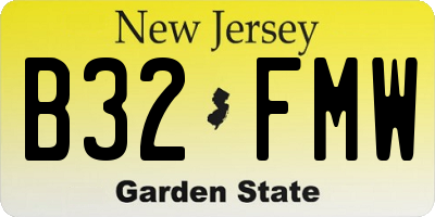 NJ license plate B32FMW