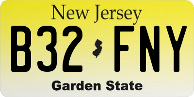 NJ license plate B32FNY