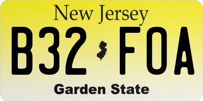 NJ license plate B32FOA