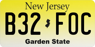NJ license plate B32FOC