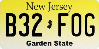 NJ license plate B32FOG