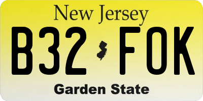 NJ license plate B32FOK