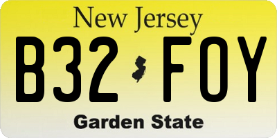 NJ license plate B32FOY