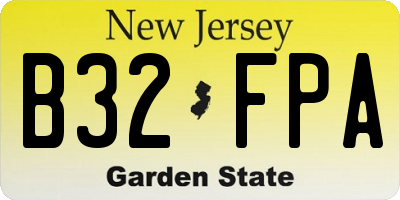 NJ license plate B32FPA