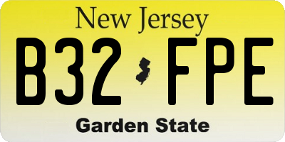 NJ license plate B32FPE