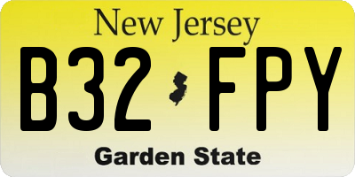 NJ license plate B32FPY