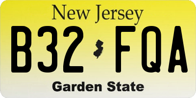 NJ license plate B32FQA