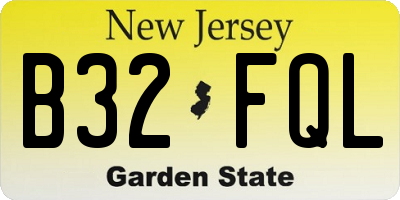 NJ license plate B32FQL