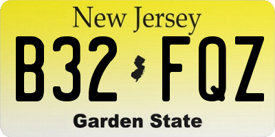 NJ license plate B32FQZ