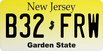 NJ license plate B32FRW