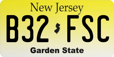 NJ license plate B32FSC
