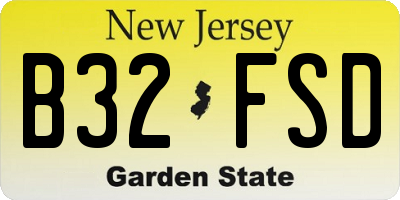NJ license plate B32FSD