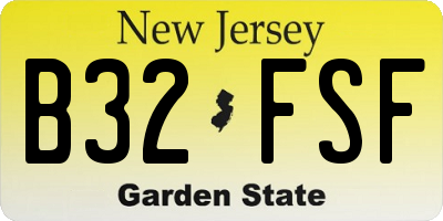 NJ license plate B32FSF