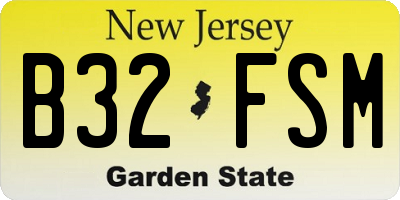 NJ license plate B32FSM
