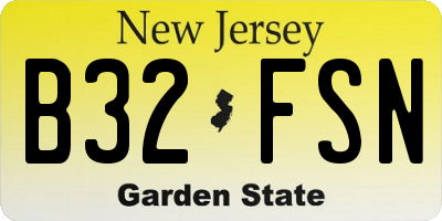 NJ license plate B32FSN