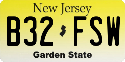 NJ license plate B32FSW