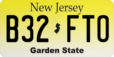 NJ license plate B32FTO