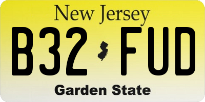 NJ license plate B32FUD
