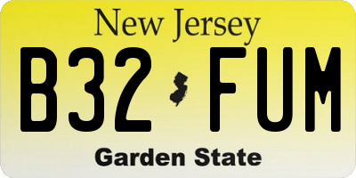 NJ license plate B32FUM