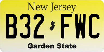 NJ license plate B32FWC