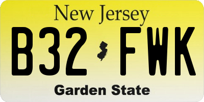 NJ license plate B32FWK