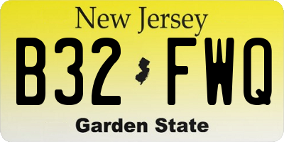NJ license plate B32FWQ
