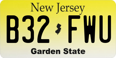 NJ license plate B32FWU