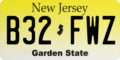 NJ license plate B32FWZ
