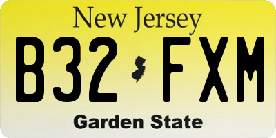 NJ license plate B32FXM