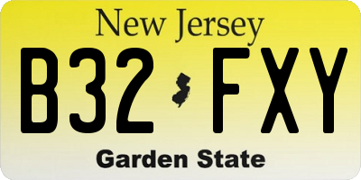NJ license plate B32FXY