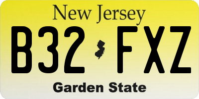 NJ license plate B32FXZ