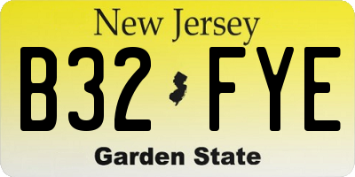 NJ license plate B32FYE