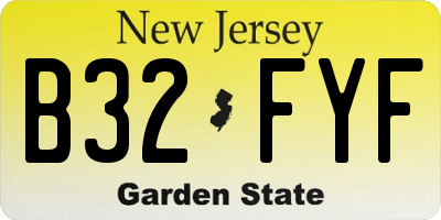 NJ license plate B32FYF