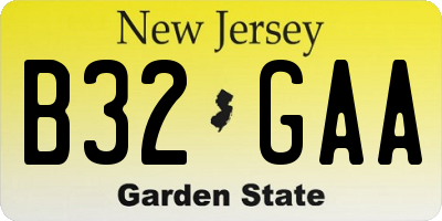 NJ license plate B32GAA