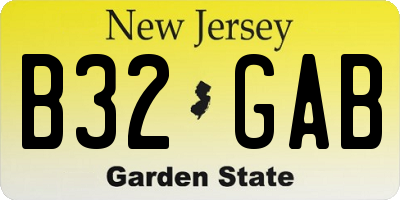 NJ license plate B32GAB