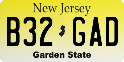 NJ license plate B32GAD