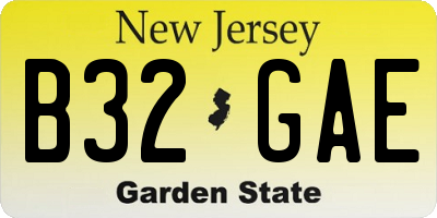 NJ license plate B32GAE