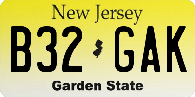 NJ license plate B32GAK