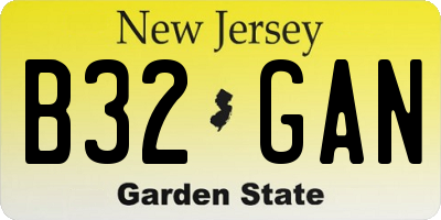 NJ license plate B32GAN