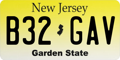 NJ license plate B32GAV