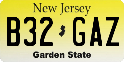 NJ license plate B32GAZ