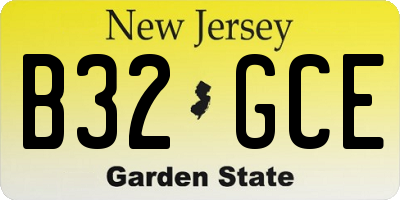 NJ license plate B32GCE