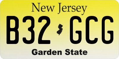 NJ license plate B32GCG